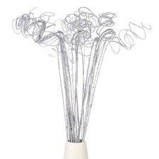 30 Pcs Glitter Dried Curly Willow Branches Natural Branches Twigs, Silver