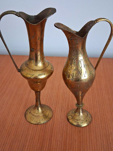 Pair small etched engraved - pair, of