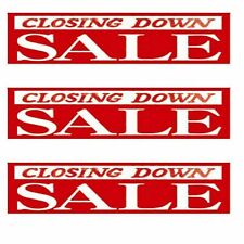 4 X CLOSING DOWN SALE WINDOW POSTER BANNERS FOR SHOP STORE. SIZE 75CM X 25CM 