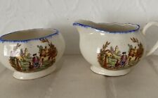 Vintage Sugar Bowl & Cream Jug  Georgian Couple Lancaster Sandland England
