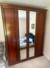 Large 4-Door Wooden Wardrobe with Full-Length Mirrors – 250cm Length – Solid Woo