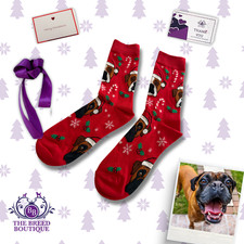 BOXER DOG CHRISTMAS SOCKS – RED FESTIVE DOG GIFT UK 5–11 US 6–12 EU 38–46