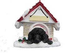 Black Poodle Doghouse Ornament
