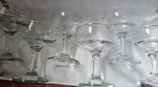 Six retro high quality glass stemmed sorbet or dessert dishes 11cms high