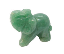 Carved Green Jade Elephant Figure Ornament Vintage c1980