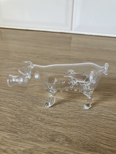 Hand blown glass pig - glass, "pig