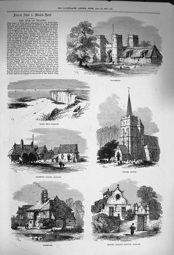 Original old antique print - old,