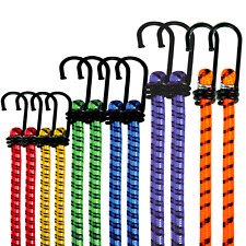 12 BUNGEE STRAPS CORDS SET WITH HOOKS ELASTICATED ROPE CORD CAR VAN BIKE LUGGAGE