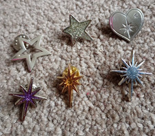 6 x Stars Pin Badges - Mixed Various Pretty Designs Star Bundle