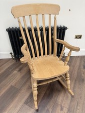 Solid Wood Rocking Chair – Traditional Windsor Style – Natural Finish – Vintage