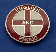 ENGLAND BADGE - ENGLISH AND PROUD - ST GEORGE CROSS FLAG BADGE - SILVER PLATE