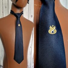 Cornelia James Vintage Silk Tie in Blue with Logo 1980s  AT18