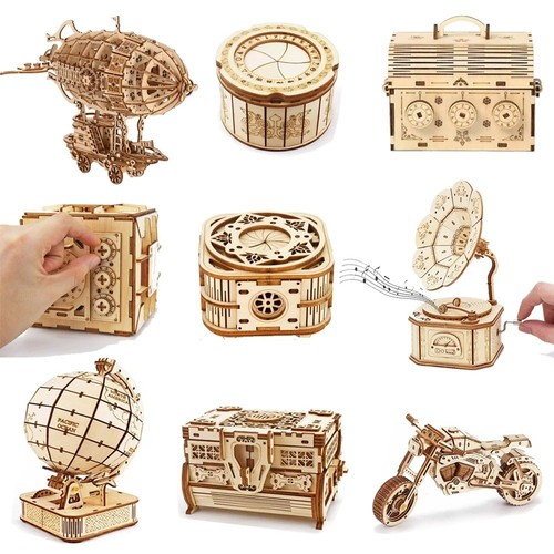 Airship car wooden puzzle - wooden,