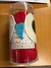 James C Brett Owl Hat Crochet Pack Colour Hat 4 Red, Blue Nose and White Eyes