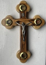 Handmade Olive Wood Jerusalem Crucifix Cross 4 incenses Orthodox 18cm long 