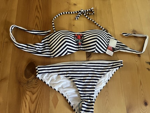 Striped bikini with - bikini, jewel