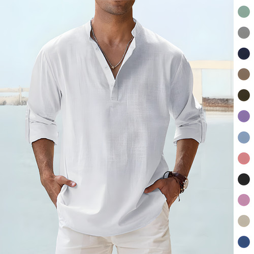 Mens casual linen shirt long - mens,