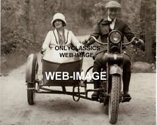 1926 HARLEY DAVIDSON MOTORCYCLE SIDECAR CUTE GIRL RIDER 8x10 PHOTO AMERICANA