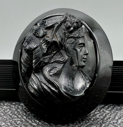 Victorian whitby jet cameo - jet,