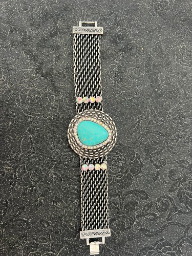 Vintage silver tone turquoise - silver,