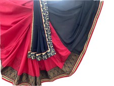 Saree with matching unstitched