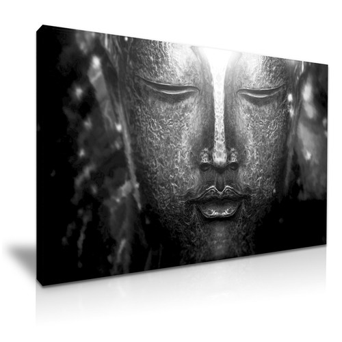 Black and white buddha canvas - black,