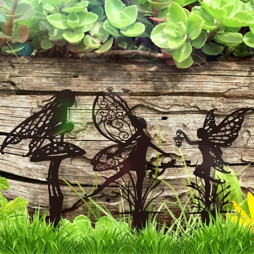 Metal flower fairies ornament - metal,