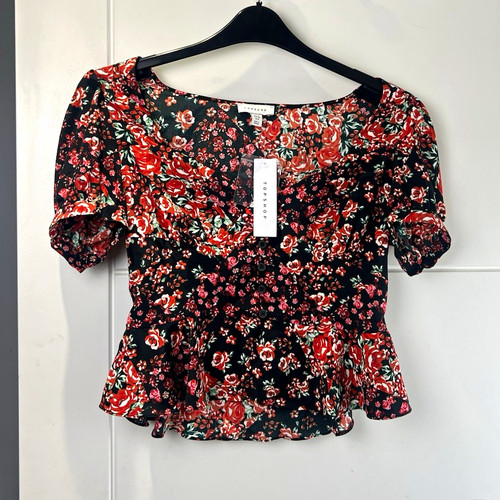 Topshop black floral blouse - topshop,