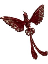 Festive Red Garden Bird Ornament with Clip for Decoration 19cm Long TH