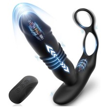 Telescopic Anal Butt Plug Thrusting Vibrator Men Prostate Massager Dildo Sex Toy