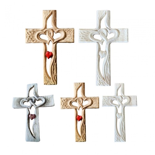 Carved wood cross with - cross,