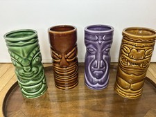 Ceramic Tiki Mugs Set of 4 Tropical Cocktail Glasses Bar party Drinkware, 