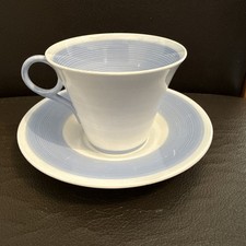 Art Deco Shelley Light Blue Swirls Fine Bone China Teacup And Saucer 1930s
