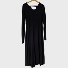 Rundholz Black Jersey Maxi Dress Long Sleeve Pleat Back Cut Out M