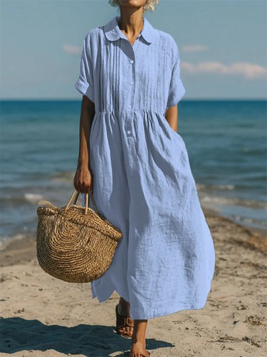 Ladies loose pleated linen - loose,