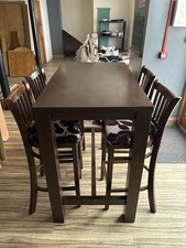 High Bar Table With 4 High Back Stools