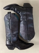 Justin Cowgirl Boots Cowboy Boots Tooled Leather Made in USA Ladies’ Size US 5B