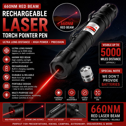 660nm red beam rechargeable - 660nm,