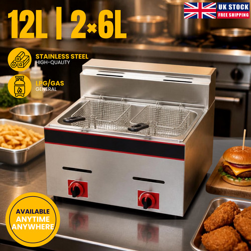 Gas deep fryer commercial dual - gas,