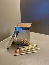 The White Company Silver Metal Long Match Stick Holder with Striker for Candles