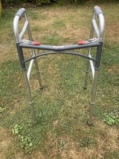 Delux Folding Walker Zimmer Type Adjustable Fold Flat No Wheels Disability Aid