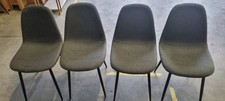 Set 4 Upholstered Grey Fabric
