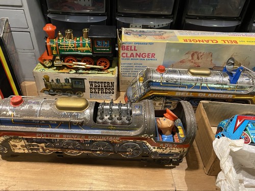 Tin battery trains job lot - tin,
