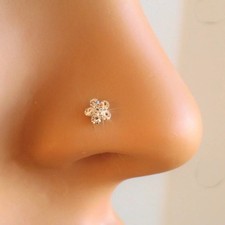 10 x sets Flower Nose Pin Single Stud Piercing NOSE STUD Sterling silver L shape