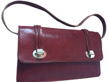 Mango handbag Women Leather Burgundy Colour Baguette shoulder bag Hardly Used