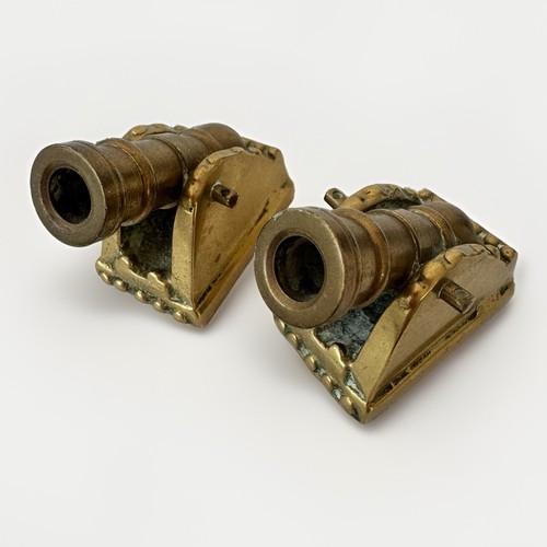 Pair vintage brass cannon - vintage,