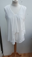 Nina Leonard Ruffle Neck Sleeveless Top size small new QVC ivory