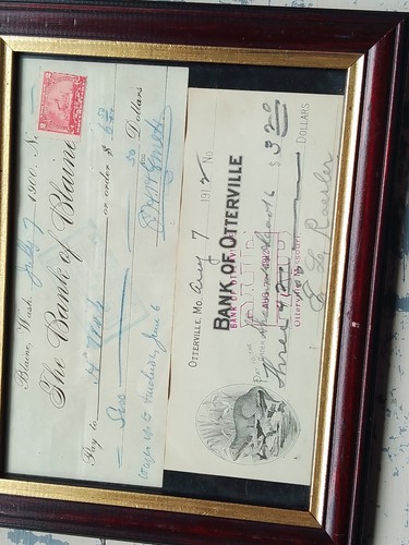 Antique cheques framed - antique, cheques,