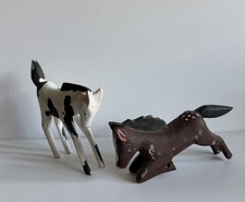 Two Hand Carved Primitive Folk