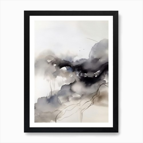 Watercolour abstract black and - abstract,